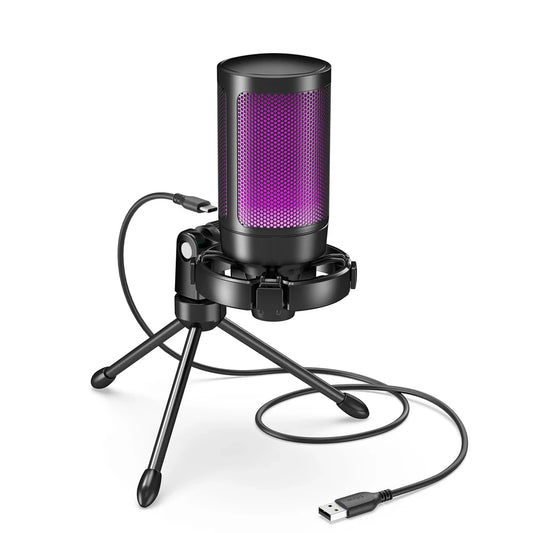 Microphone USB Gamer FIFINE AmpliGame A2 – Condensateur RGB | Tactile mute | Trépied inclus | PC, PS4/PS5