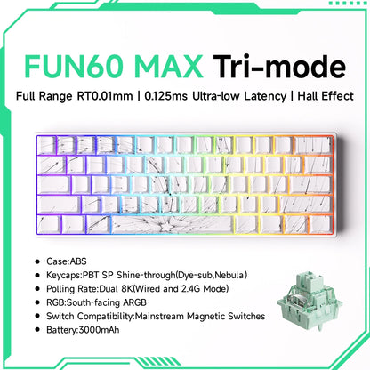 Clavier Gaming Monsgeek FUN60 Pro & MAX – Switchs Magnétiques, 60% Compact, 8K Polling Rate, ARGB