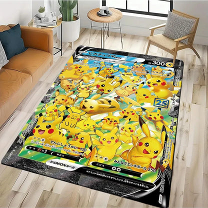 Tapis Pokémon Carte Géante – Pikachu & Dracaufeu | Décor Salon & Chambre | Antidérapant