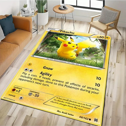 Tapis Pokémon Carte Géante – Pikachu & Dracaufeu | Décor Salon & Chambre | Antidérapant