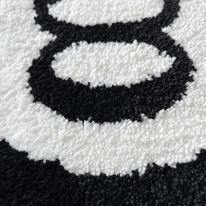 Tapis Rond Noir Billard – Design 8 Boules – Doux & Antidérapant pour Chambre ou Salon