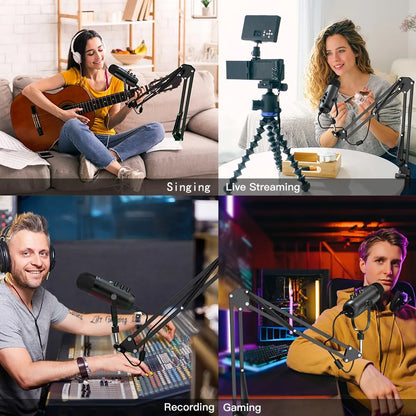 Microphone Professionnel USB Haomuren avec Bras Articulé – Qualité Studio