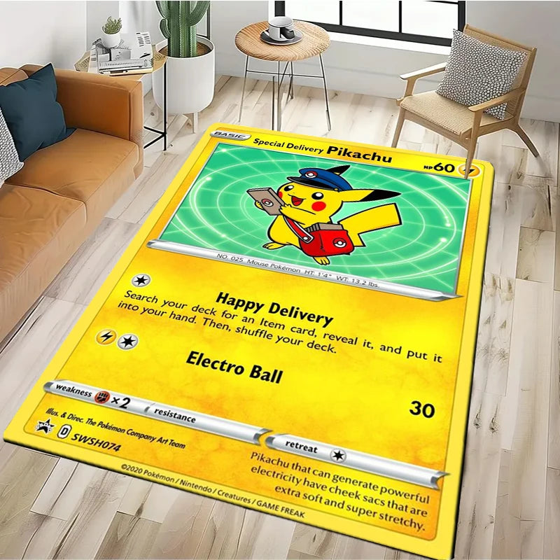 Tapis Pokémon Carte Géante – Pikachu & Dracaufeu | Décor Salon & Chambre | Antidérapant
