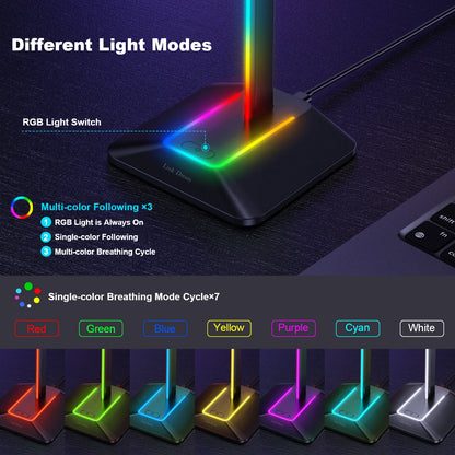 Support Casque Gaming RGB New Bee Z8 – Base Antidérapante + 2 Ports USB