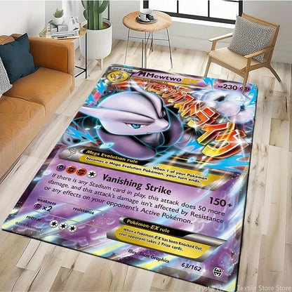 Tapis Pokémon Carte Géante – Pikachu & Dracaufeu | Décor Salon & Chambre | Antidérapant