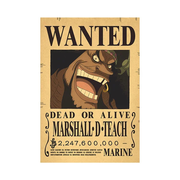 Affiches Wanted One Piece – Posters Vintage des Mugs de Primes