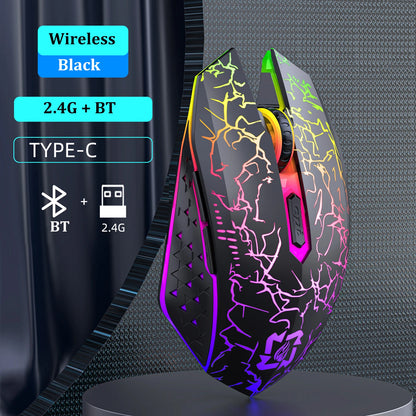 Souris Gamer Sans Fil RGB – 2.4G + Bluetooth | Rechargeable Type-C | 1600 DPI | PC & Mac