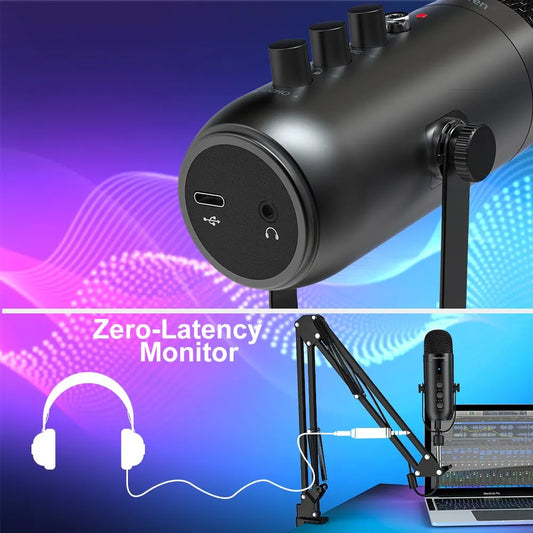 Microphone Professionnel USB Haomuren avec Bras Articulé – Qualité Studio