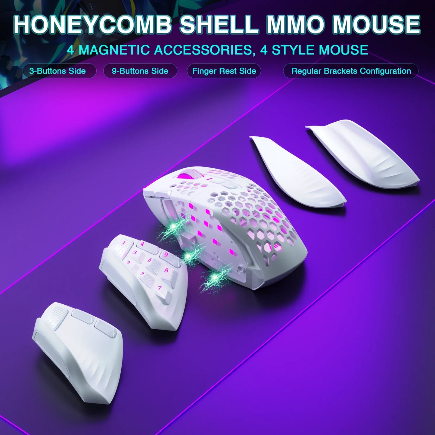 Souris Gaming MMO sans Fil – 16 Boutons Programmables | 24000 DPI RGB