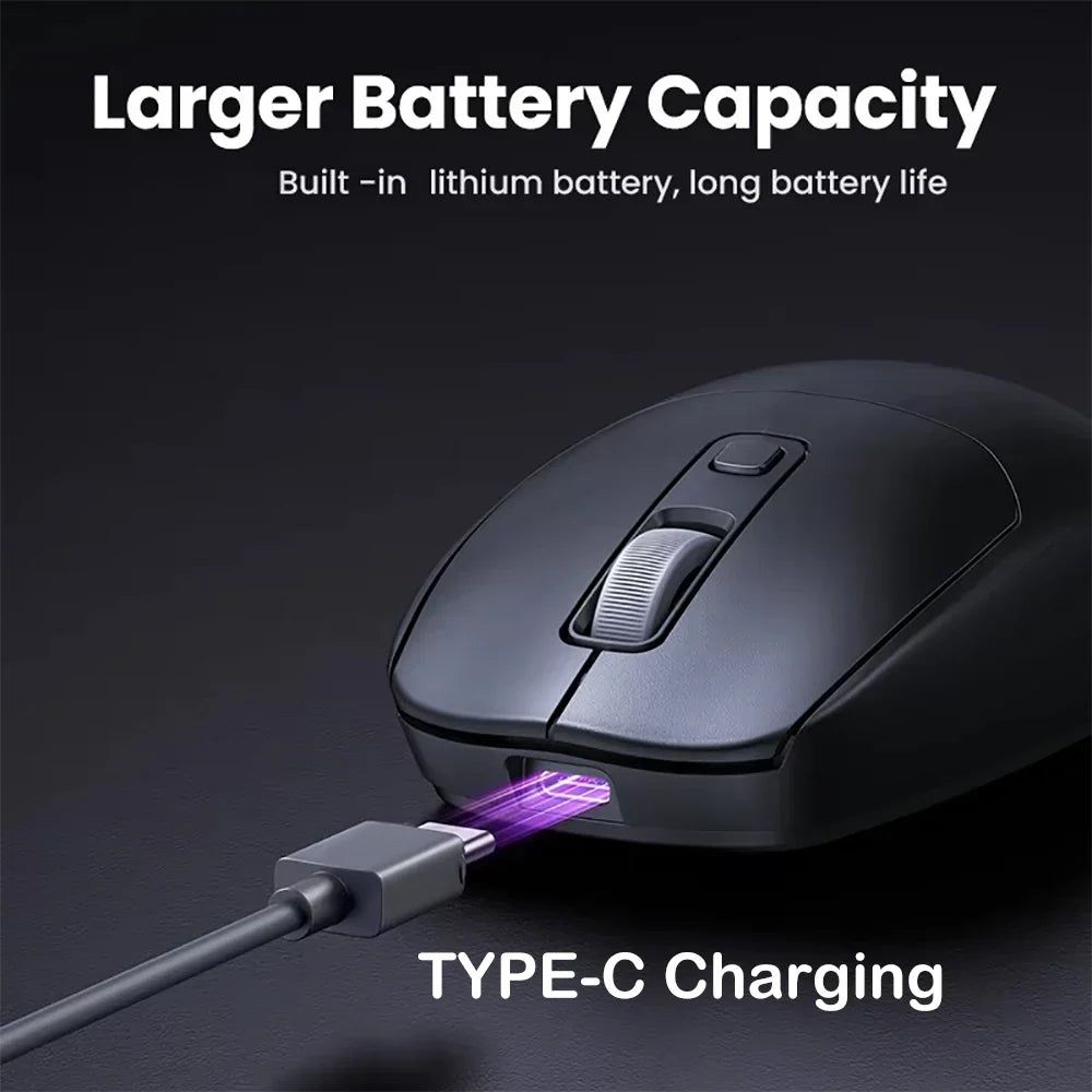 Souris Sans Fil Bluetooth 5.2 & 2.4G – Silencieuse | Rechargeable | 1600 DPI | PC & Mac