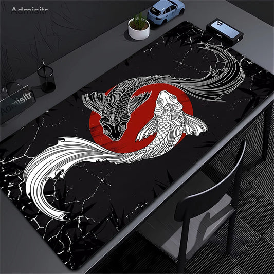 Tapis de souris XXL Japonais Koi – Gaming & Bureau | Antidérapant | Design Anime