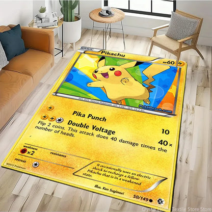 Tapis Pokémon Carte Géante – Pikachu & Dracaufeu | Décor Salon & Chambre | Antidérapant