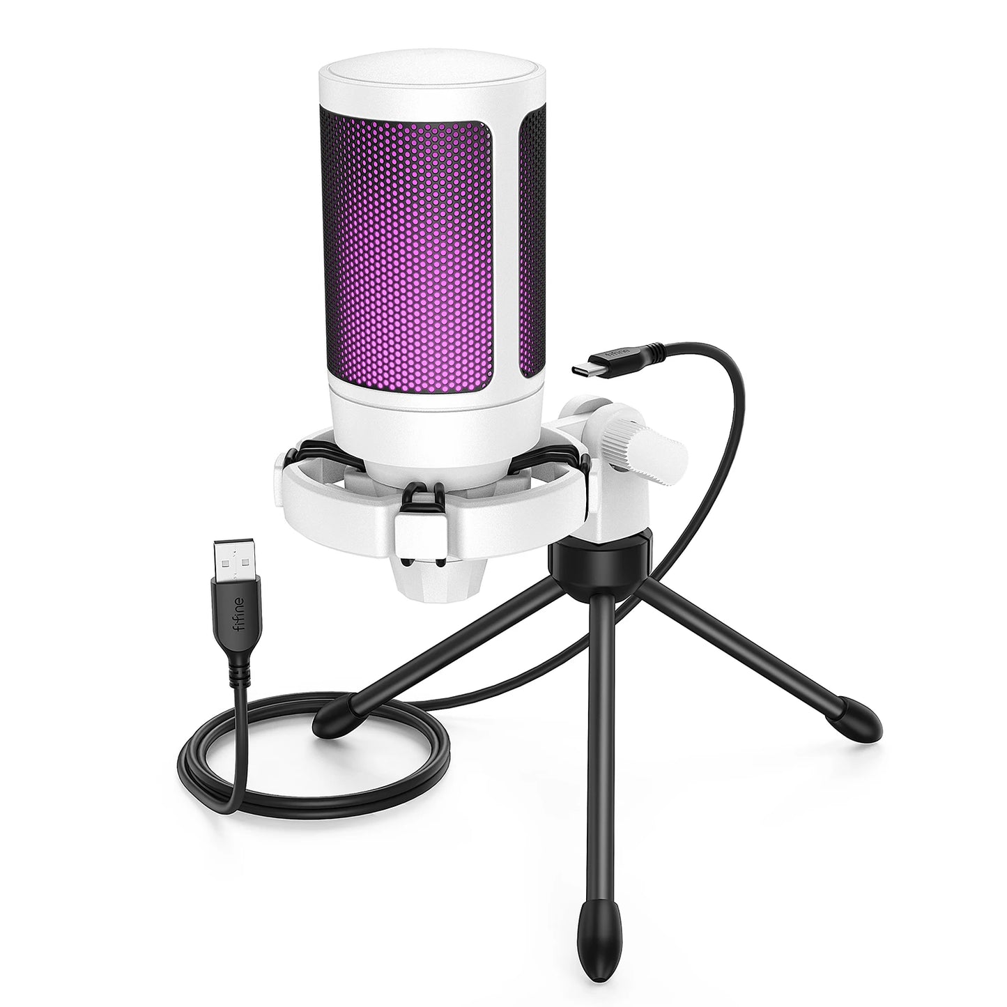 Microphone USB Gamer FIFINE AmpliGame A2 – Condensateur RGB | Tactile mute | Trépied inclus | PC, PS4/PS5