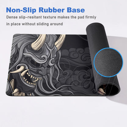 Tapis de souris XXL Oni Japonais – Gaming & Bureau | Motif démon samouraï | Antidérapant