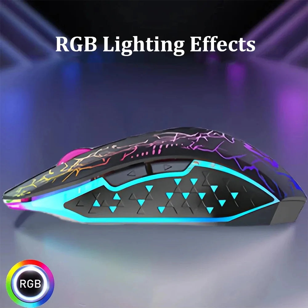 Souris Gamer Sans Fil RGB – 2.4G + Bluetooth | Rechargeable Type-C | 1600 DPI | PC & Mac