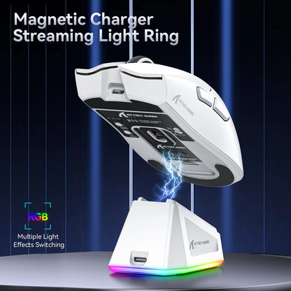 Souris Gaming Attack Shark X11 – 22000 DPI, Tri-Mode (USB, 2.4GHz, Bluetooth), Dock de Recharge Magnétique RGB