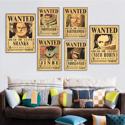 Affiches Wanted One Piece – Posters Vintage des Mugs de Primes