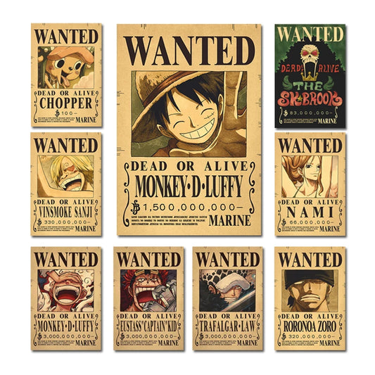 Affiches Wanted One Piece – Posters Vintage des Mugs de Primes