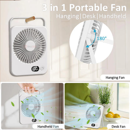 Ventilateur de Bureau Portable 3 en 1 – Silencieux & Rechargeable