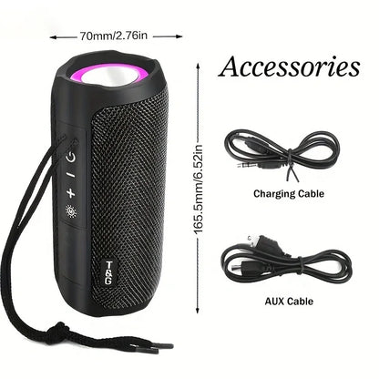 Enceinte Bluetooth Portable TG227 – Étanche IPX5, LED, Radio FM, Bass Boost, 1200 mAh