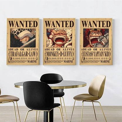 Affiches Wanted One Piece – Posters Vintage des Mugs de Primes