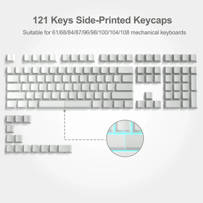 Set de Keycaps PBT Noirs – 123 Touches, Rétroéclairés, Profil Cherry