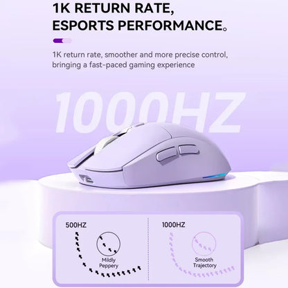 Souris de Jeu Tri‑Mode 4800 DPI – Bluetooth, 2,4 GHz & Filaire, RGB, Rechargeable