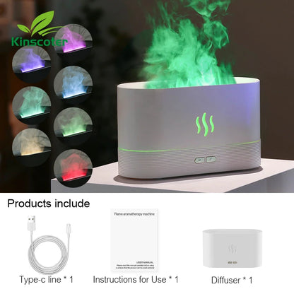 Diffuseur d’Arôme & Humidificateur à Effet Flamme – Kinscoter