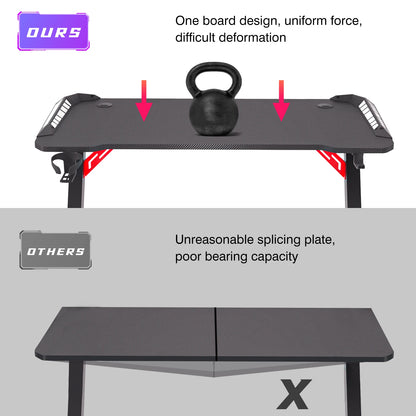 Bureau Gaming RGB 140 cm – LED Dynamiques, Plateau XXL, Pieds Métal Robustes