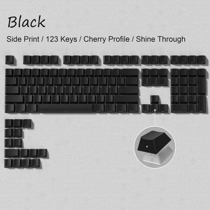 Set de Keycaps PBT Noirs – 123 Touches, Rétroéclairés, Profil Cherry
