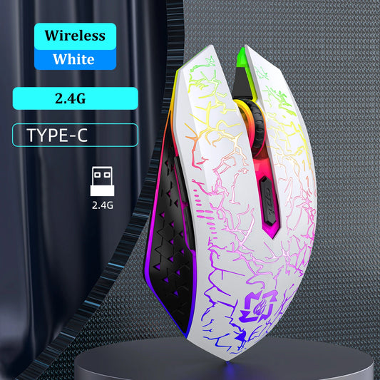 Souris Gamer Sans Fil RGB – 2.4G + Bluetooth | Rechargeable Type-C | 1600 DPI | PC & Mac
