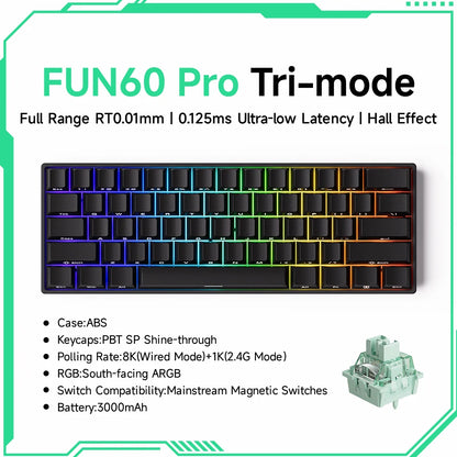 Clavier Gaming Monsgeek FUN60 Pro & MAX – Switchs Magnétiques, 60% Compact, 8K Polling Rate, ARGB