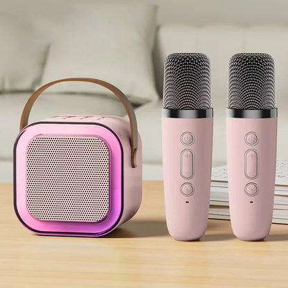 Machine de Karaoké K12 – Enceinte Bluetooth 5.3 avec 2 Micros Sans Fil, Lumières LED, Autonomie Longue