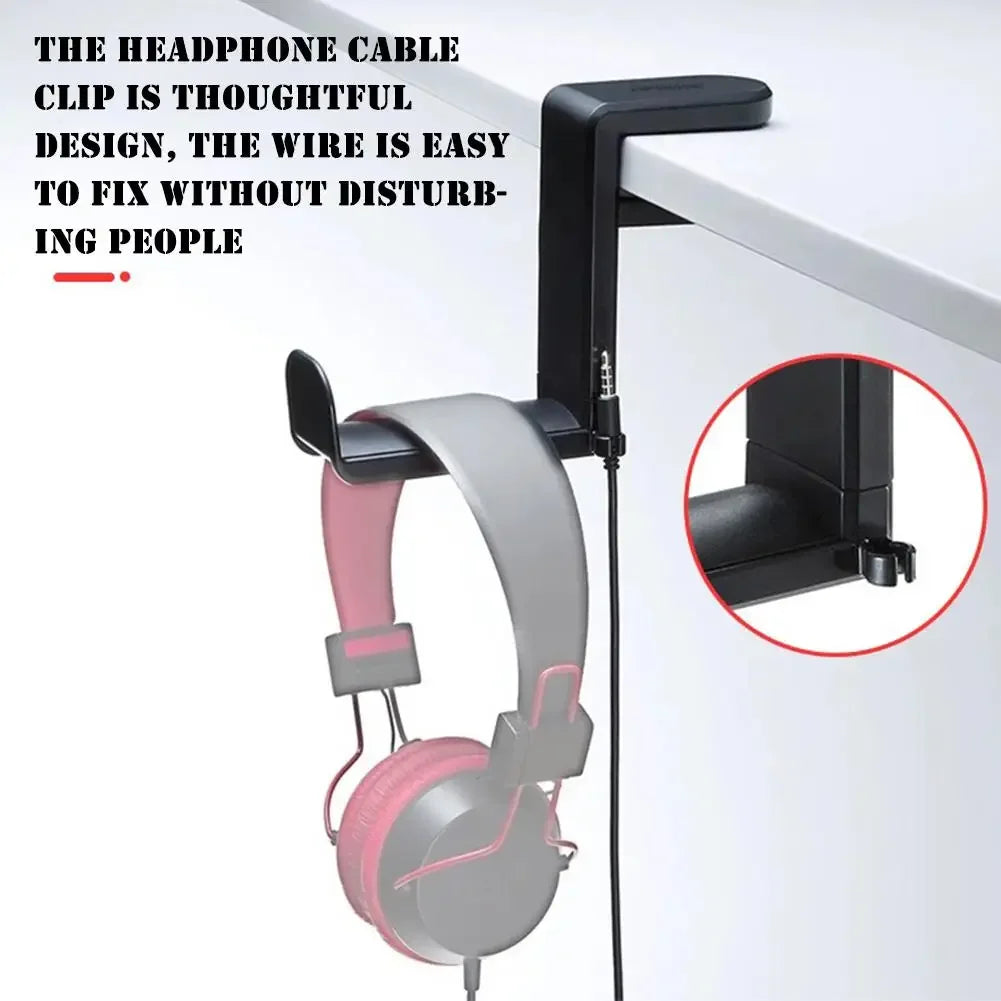 Support de crochet de casque de support de casque de jeu de PC, support de cintre avec 360 réglable ° Pince à bras rotatif, sac universel pour support de bureau