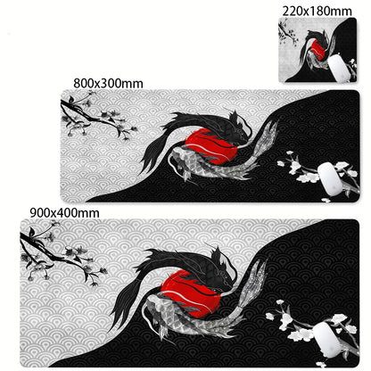 Tapis de souris XXL Japonais Koi – Gaming & Bureau | Antidérapant | Design Anime