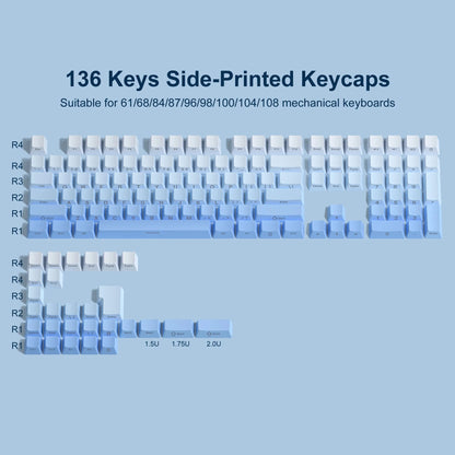 Set de Keycaps PBT Noirs – 123 Touches, Rétroéclairés, Profil Cherry