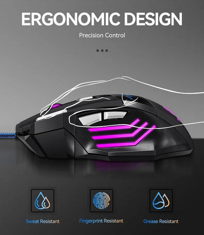 Souris Gamer Filaire RGB – 7D Ergonomique | USB Hyperspeed | PC & Laptop