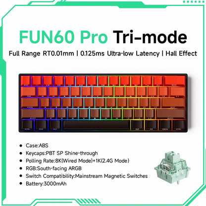 Clavier Gaming Monsgeek FUN60 Pro & MAX – Switchs Magnétiques, 60% Compact, 8K Polling Rate, ARGB