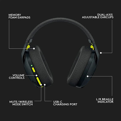 Logitech G435 – Casque Gaming Sans Fil LIGHTSPEED + Bluetooth – Ultra-Léger, Son Surround, 18h Autonomie