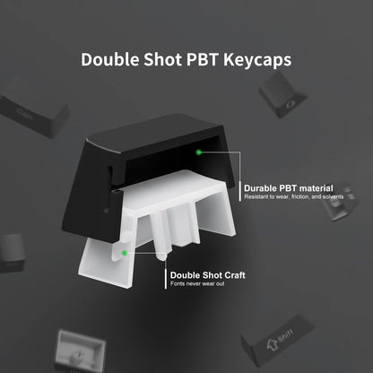 Set de Keycaps PBT Noirs – 123 Touches, Rétroéclairés, Profil Cherry