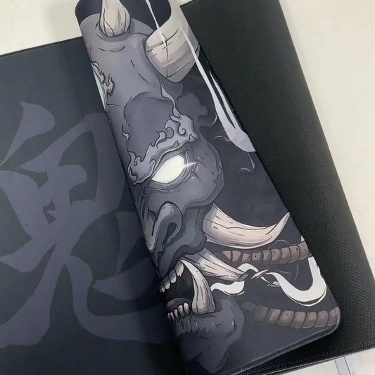 Tapis de souris XXL Oni Japonais – Gaming & Bureau | Antidérapant | Design Masque Démon