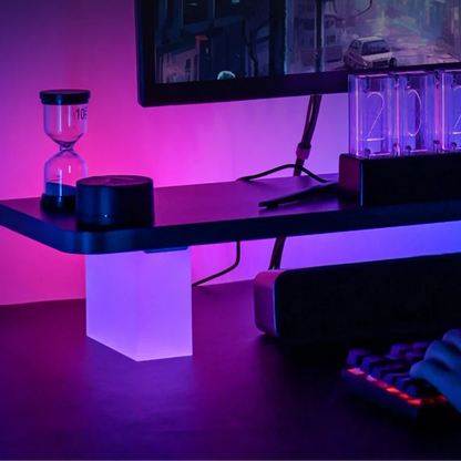 Support de moniteur RGB – Étagère ergonomique avec rétroéclairage LED pour bureau gaming et PC