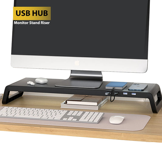 Support de Moniteur Ergonomique avec Rangement & Hub USB 3.0