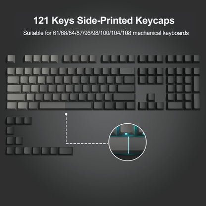 Set de Keycaps PBT Noirs – 123 Touches, Rétroéclairés, Profil Cherry